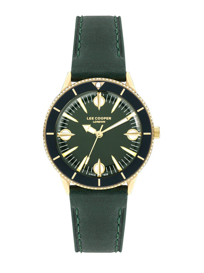 Lee Cooper Fashion Green Dial and Genuine Leather Strap Watch – LC07932.177