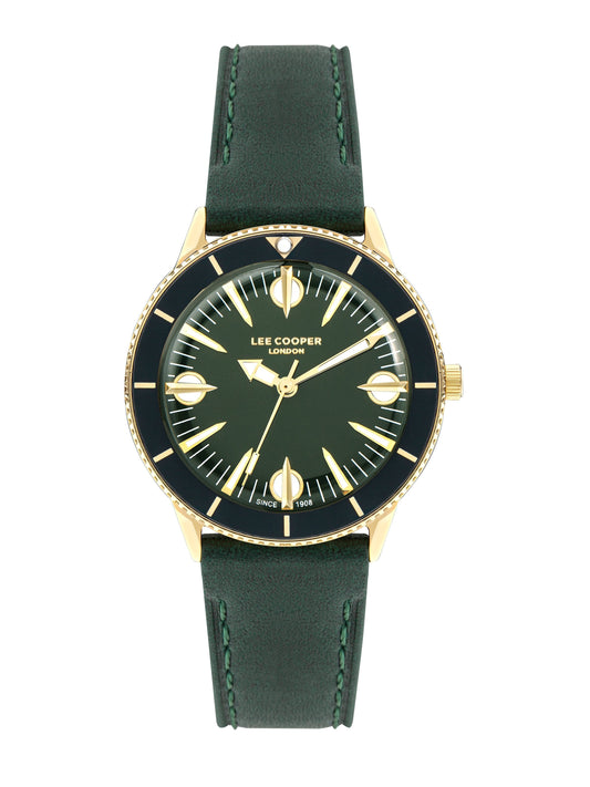 Lee Cooper Fashion Green Dial and Genuine Leather Strap Watch – LC07932.177
