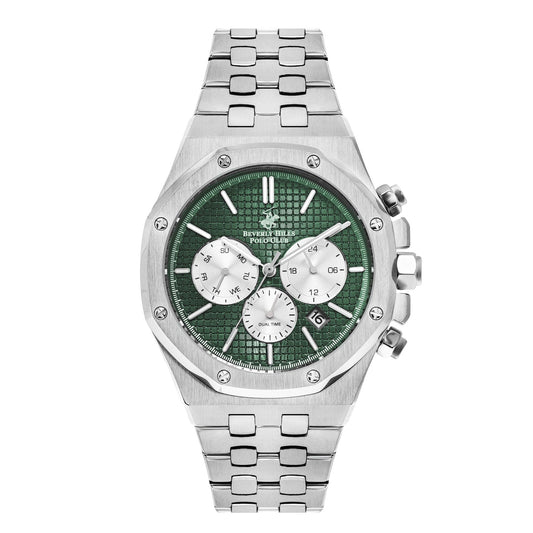 Beverly Hills Polo Club Multifunction Green Dial Silver Watch BP3051X.371