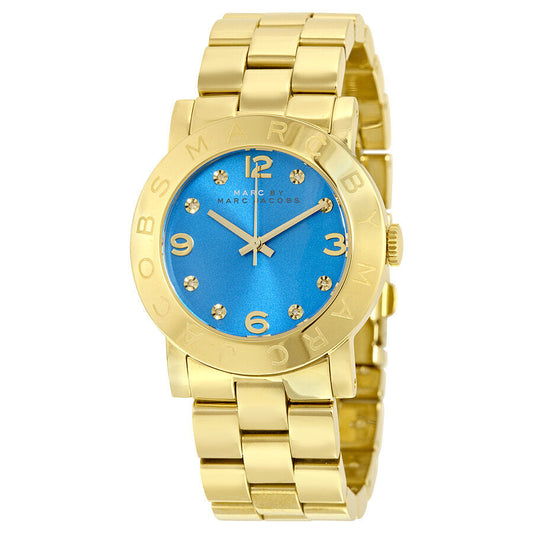 Marc By Marc Jacobs Amy Blue Dial Gold Tone Watch MBM3303