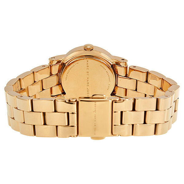 Marc by Marc Jacobs Amy Dexter watch caseback showing gold tone stainless steel