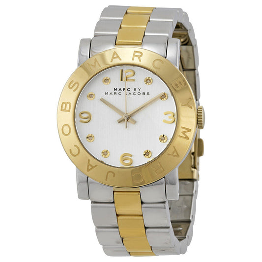 Marc by Marc Jacobs Amy silver dial two-tone ladies watch with gold bezel and steel bracelet