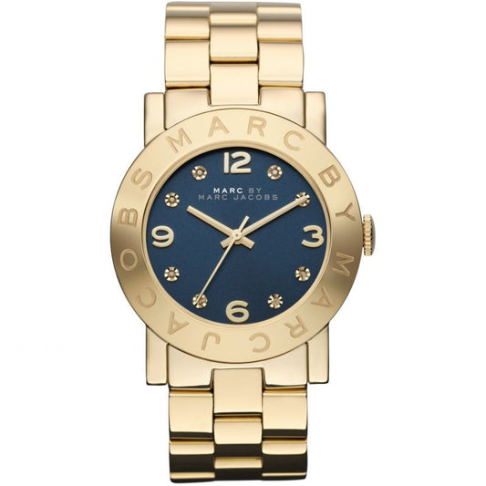 Marc By Marc Jacobs Amy Navy Dial Gold Tone Watch - MBM3166