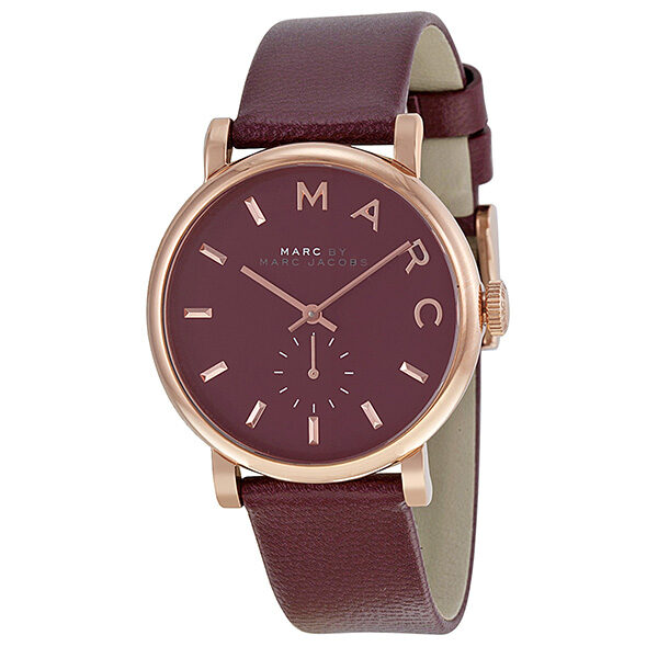 Marc by Marc Jacobs Baker Maroon Dial Moroon Leather Ladies Watch MBM1267