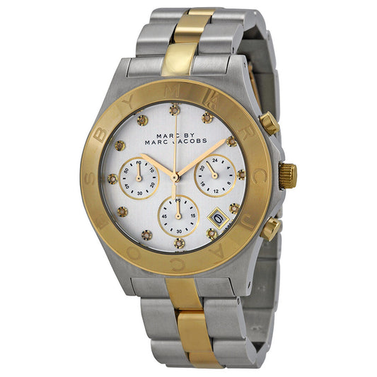 Marc by Marc Jacobs Chronograph Silver Dial Two-tone Ladies Watch MBM3177