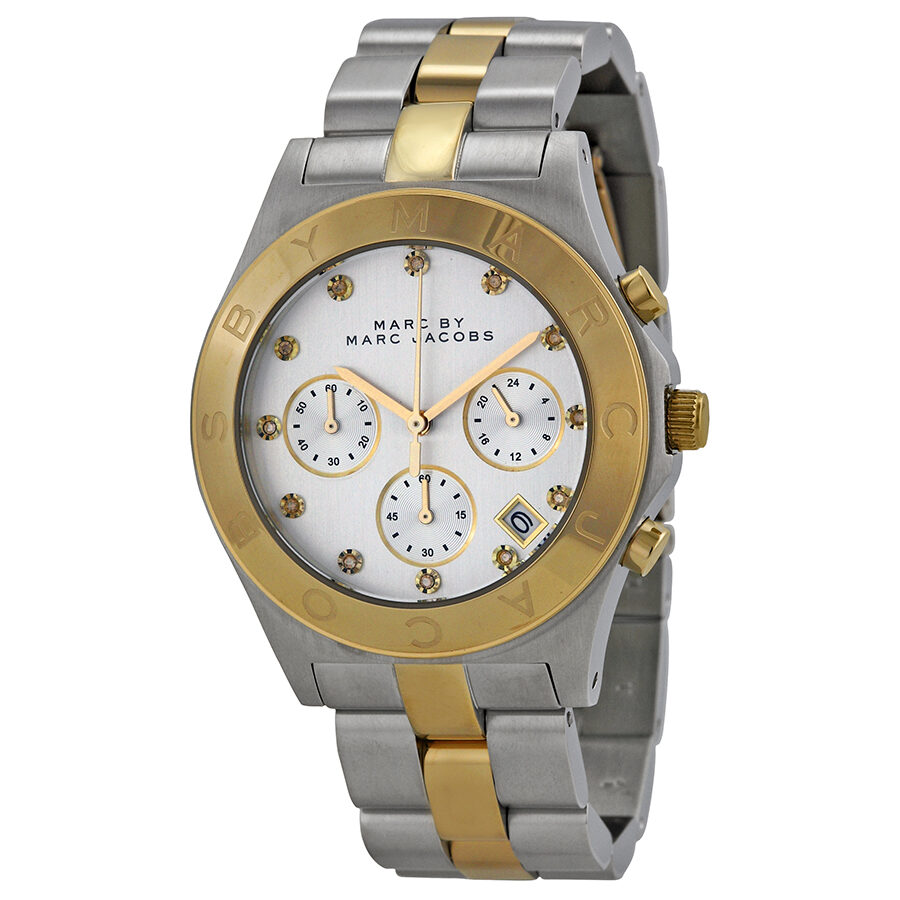 Marc by Marc Jacobs Chronograph Silver Dial Two-tone Ladies Watch MBM3177