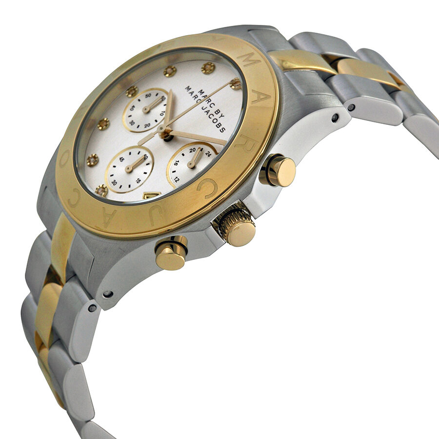 Marc by Marc Jacobs Chronograph Silver Dial Two-tone Ladies Watch MBM3177