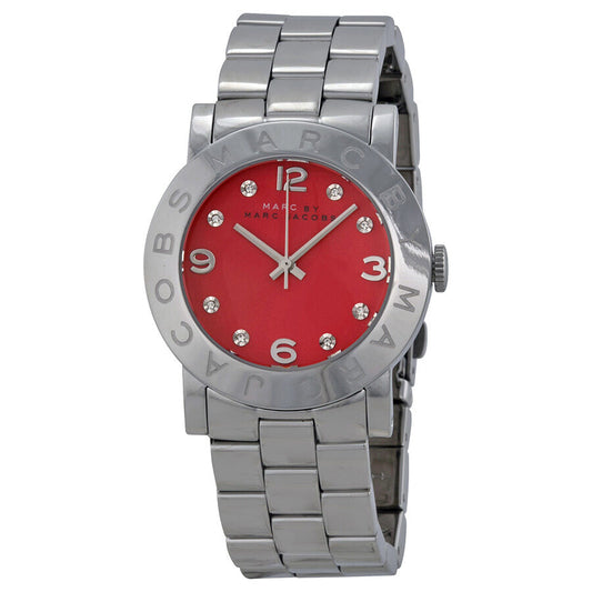 Marc By Marc Jacobs Red Dial Stainless Steel Ladies Amy Watch MBM3302