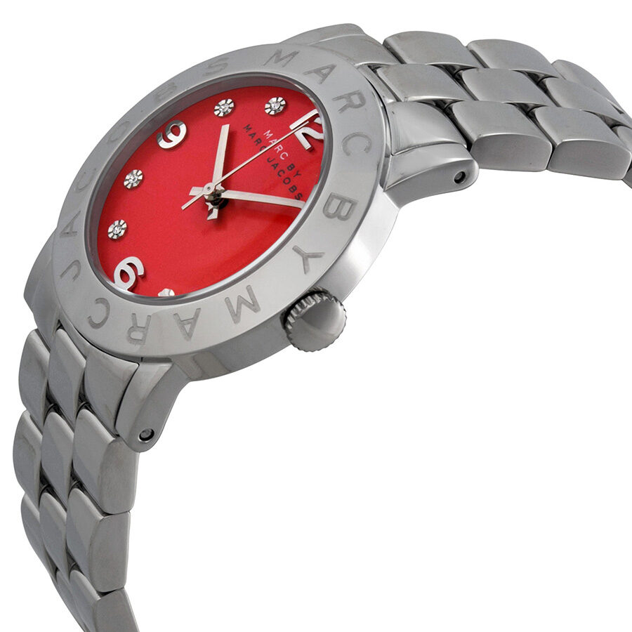 Marc By Marc Jacobs Red Dial Stainless Steel Ladies Amy Watch MBM3302