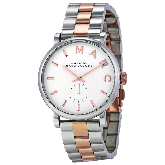 Marc by Marc Jacobs White Dial Two Tone Stainless Steel Ladies Watch MBM3312