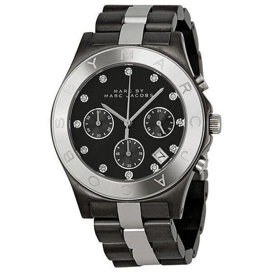 Marc by Marc Jacobs Blade Chronograph Gunmetal and Silver-Tone Ladies Watch MBM3179