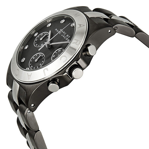 Marc by Marc Jacobs Blade Chronograph Gunmetal and Silver-Tone Ladies Watch MBM3179