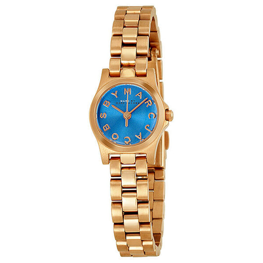 Marc by Marc Jacobs Henry Dinky Blue Dial Rose Gold-Tone Stainless Steel Ladies Watch MBM3204
