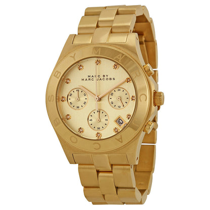 Marc By Marc Jacobs Blade Chronograph Gold Dial Gold Tone Watch - MBM3101
