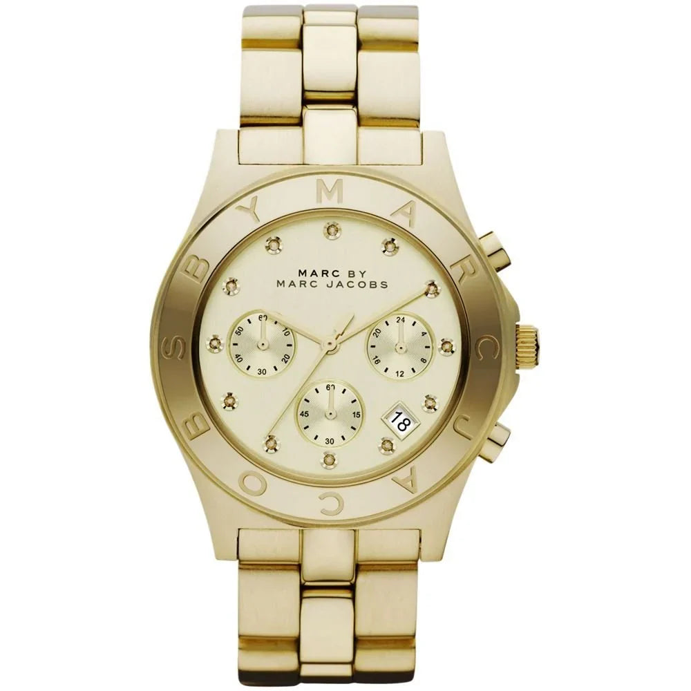 Marc By Marc Jacobs Blade Chronograph Gold Dial Gold Tone Watch - MBM3101