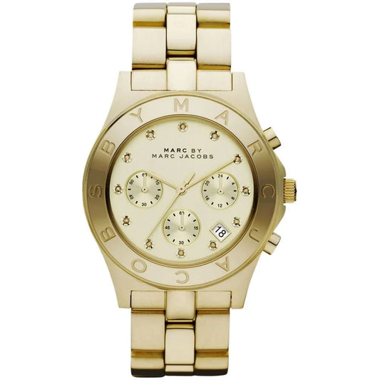 Marc by Marc Jacobs Blade MBM3101 gold-tone women's chronograph watch with gold dial and three subdials