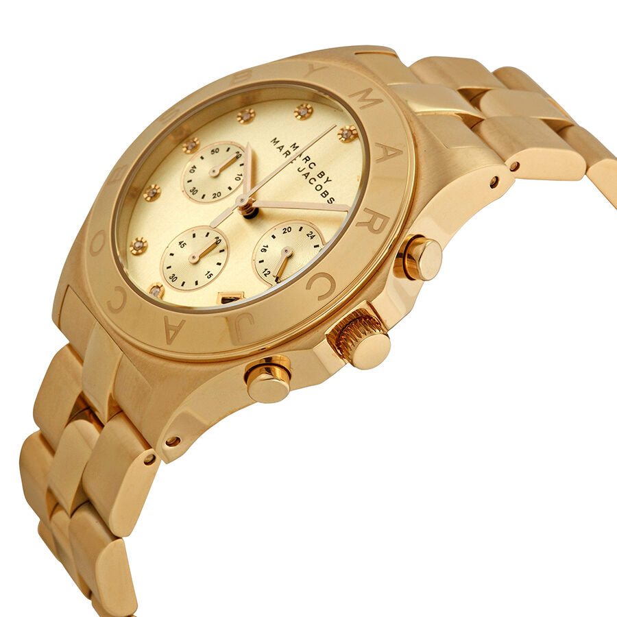 Marc By Marc Jacobs Blade Chronograph Gold Dial Gold Tone Watch - MBM3101