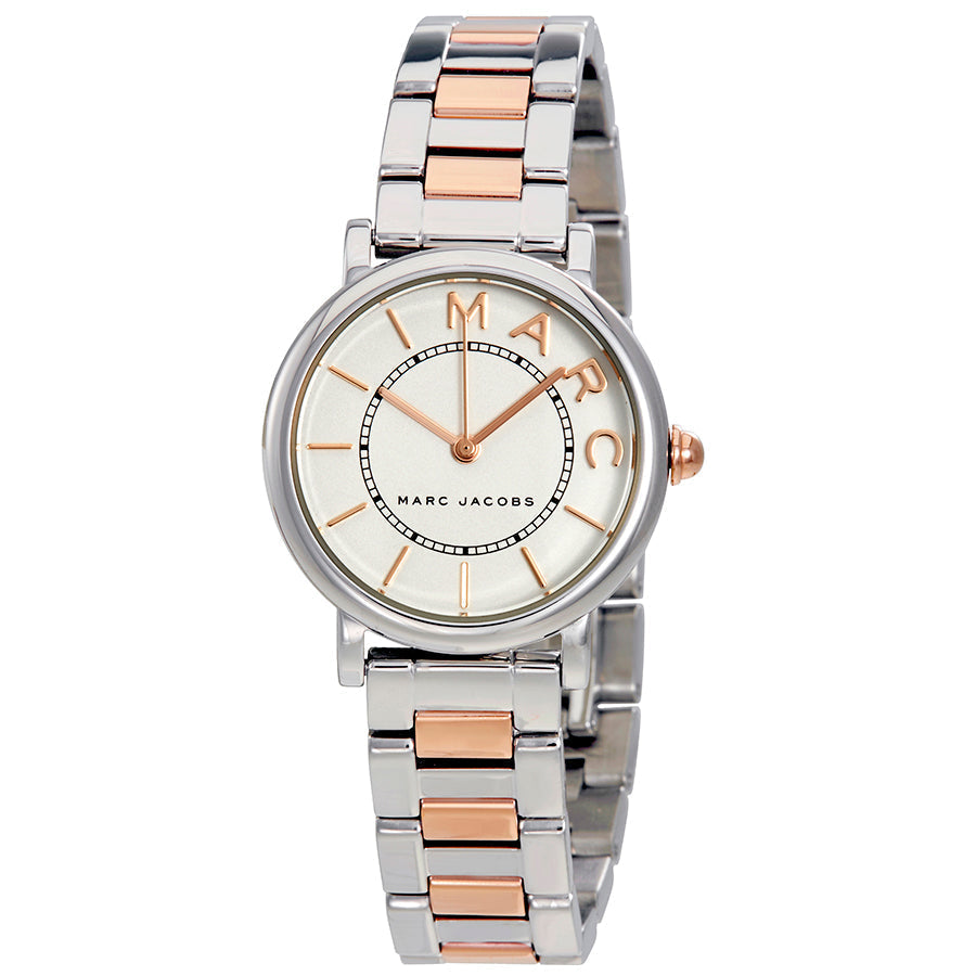 Marc Jacobs Roxy MJ3551 two-tone bracelet with silver dial angle view