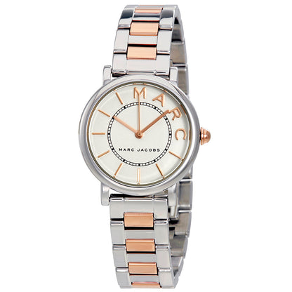 Marc Jacobs Roxy MJ3551 two-tone bracelet with silver dial angle view