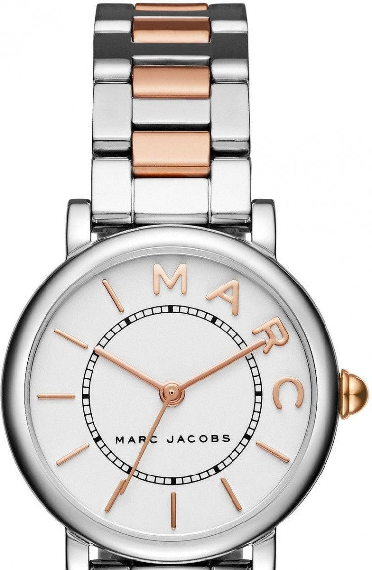 Marc Jacobs Roxy MJ3551 two-tone steel and rose gold strap angle view