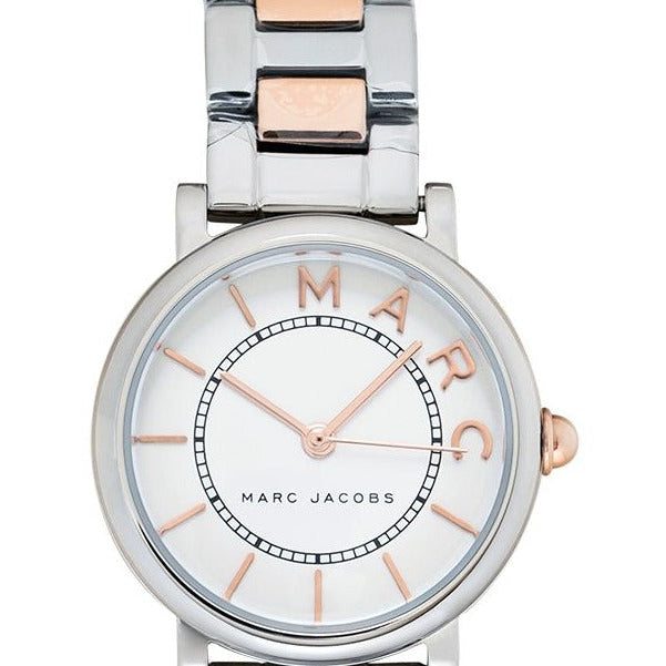 Marc Jacobs Roxy MJ3551 watch face with rose gold hands and markers