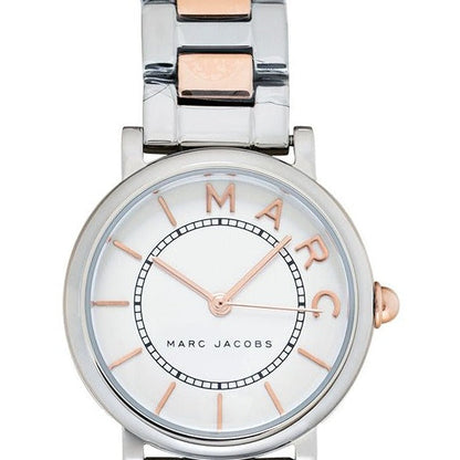Marc Jacobs Roxy MJ3551 watch face with rose gold hands and markers