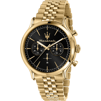 Maserati Epoca Gold Tone Chronograph Black Dial Quartz R8873618023 100M Men's Watch