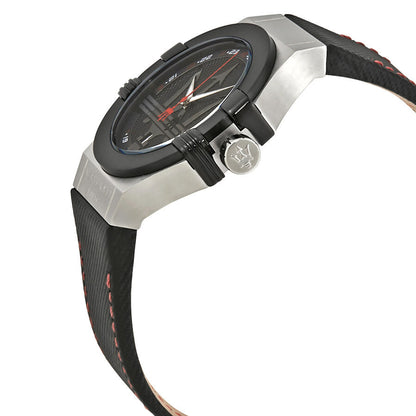 Maserati Potenza Black Dial Black Leather Men's Watch R8851108001
