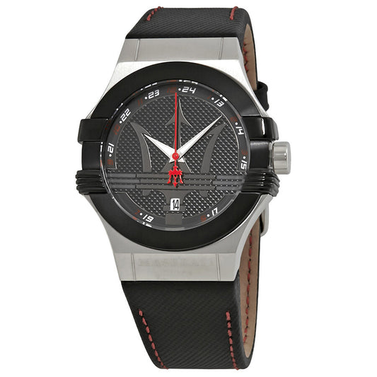 Maserati Potenza Black Dial Black Leather Men's Watch R8851108001