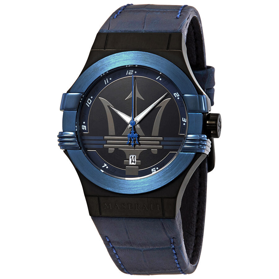 Maserati Potenza Blue Dial Blue Leather Strap Men's Watch R8851108007