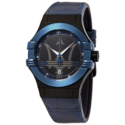 Maserati Potenza Blue Dial Blue Leather Strap Men's Watch R8851108007