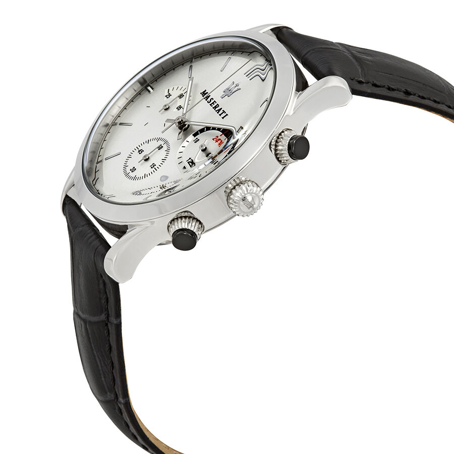 Maserati Ricordo Silver Dial Black Leather Men's Watch R8871633001