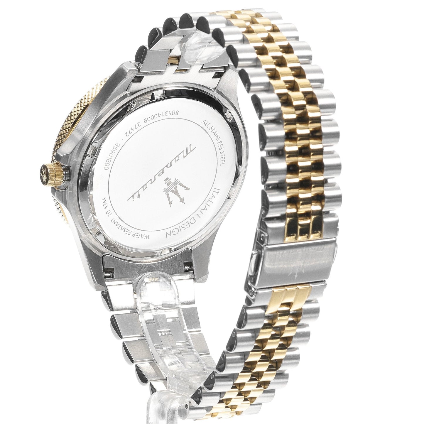 Maserati Sfida watch caseback detail with trident logo