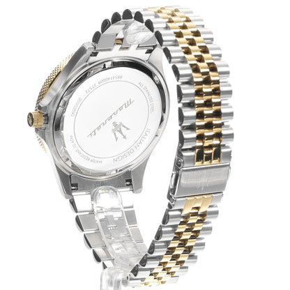 Maserati Sfida watch caseback detail with trident logo