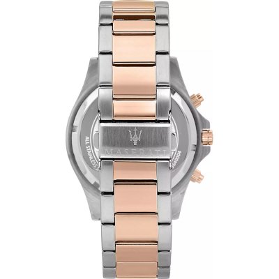 Maserati Sfida caseback with Maserati crown logo on stainless steel case