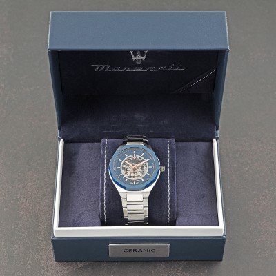 Maserati Stile Skeleton Automatic Silver Dial Two Tone Rose Gold and Silver Stainless Steel Men’s Watch R8823142004