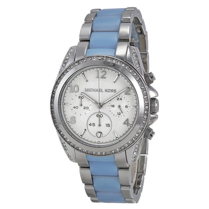 Michael Kors Blair Chronograph Silver Dial with Chambray Acetate Women's Watch - MK6137