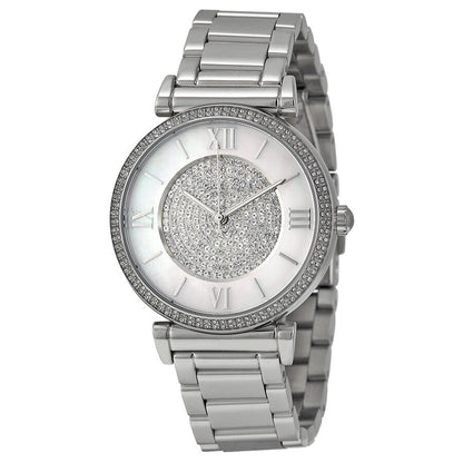 Michael Kors Caitlin Silver Crystal Pave Silver-Tone Women's Watch - MK3355