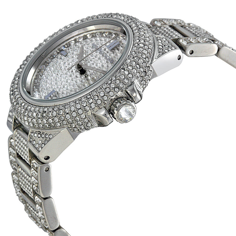 Michael Kors Camille watch side angle showing crystal encrusted bezel and band