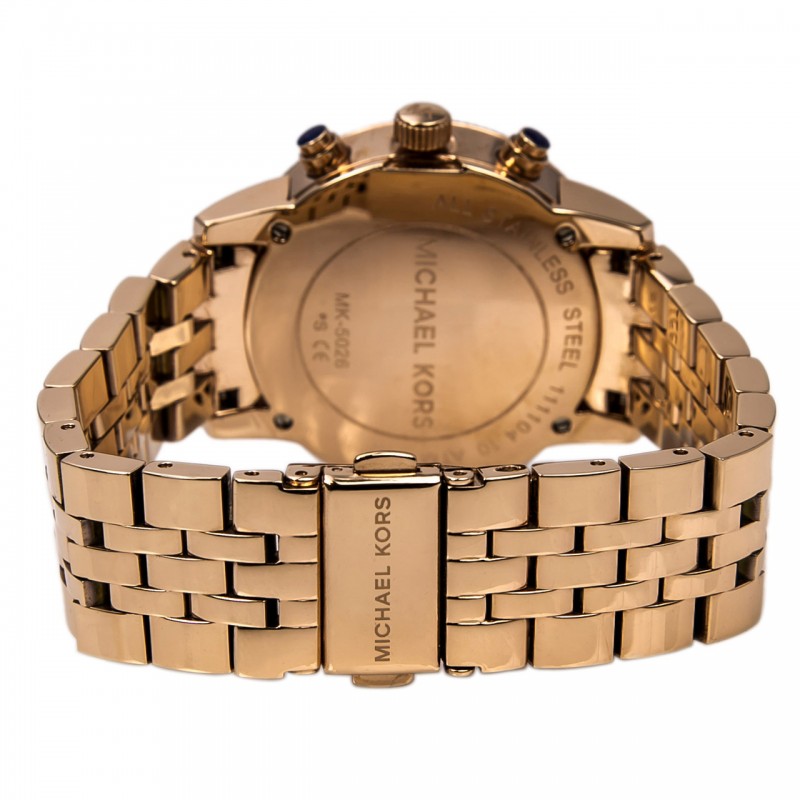 Michael Kors Damen Chronograph White MOP Dial Rose Gold Women's Watch - MK5026