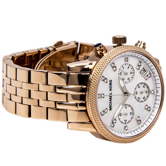 Michael Kors Damen Chronograph White MOP Dial Rose Gold Women's Watch - MK5026
