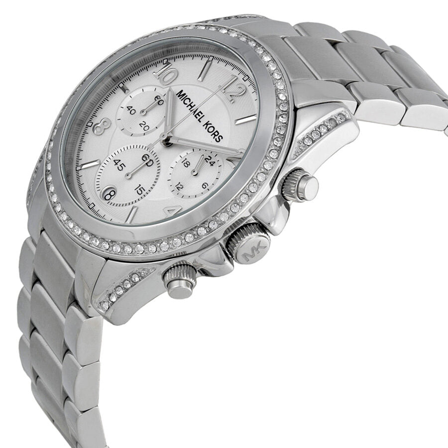 Michael Kors Chronograph White Crystal Silver-Tone Women's Watch - MK5165