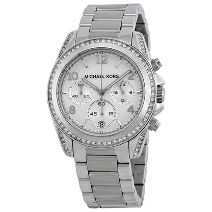 Michael Kors Chronograph White Crystal Silver-Tone Women's Watch - MK5165