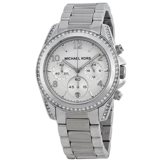 Michael Kors Chronograph White Crystal Silver-Tone Women's Watch - MK5165