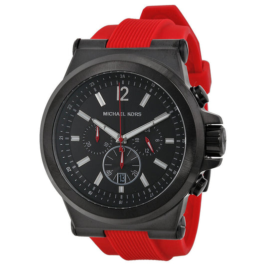 Michael Kors Dylan Chronograph Black Dial Red Silicone Men's Watch - MK8382
