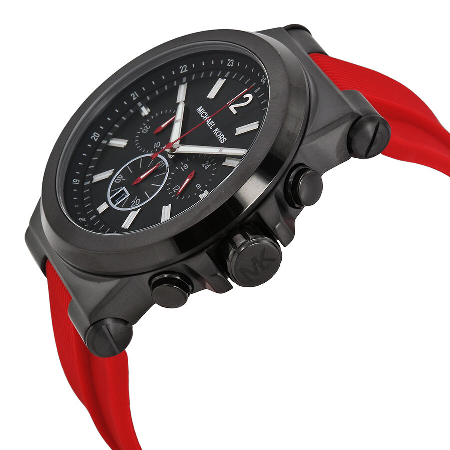 Michael Kors Dylan Chronograph Black Dial Red Silicone Men's Watch MK8382