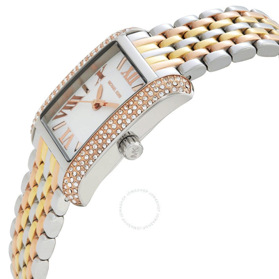 Michael Kors Emery Tri-Tone Quartz Crystal White Dial Ladies Watch MK4744
