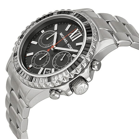 Michael Kors Everest Chronograph Black Dial Stainless Steel Ladies Watch MK5753