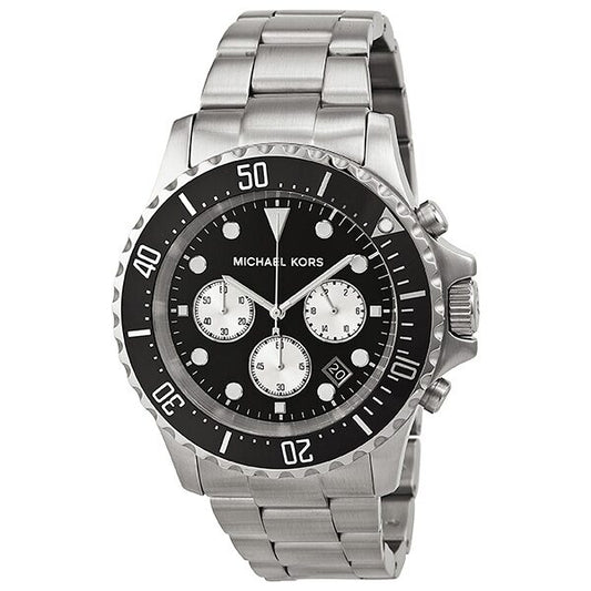 Michael Kors Everest Chronograph Black Dial Silver Men's Watch - MK8256