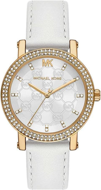 Michael Kors Corey Three-Hand White Leather Women's Watch - MK2985